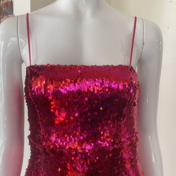 Zara Pink & Red Horizontal Striped Sequin Mini Dress Size XS - Picture 4 of 16